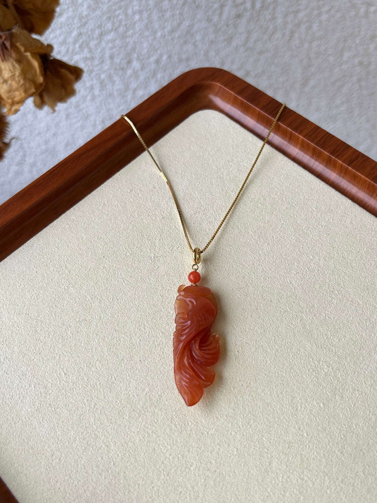 Hand Carved Xiu Jade Phoenix Pendant
