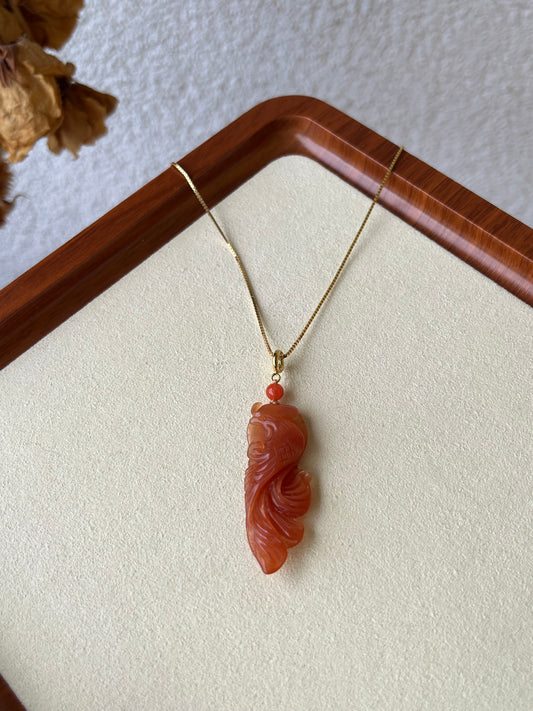 Hand Carved Xiu Jade Phoenix Pendant