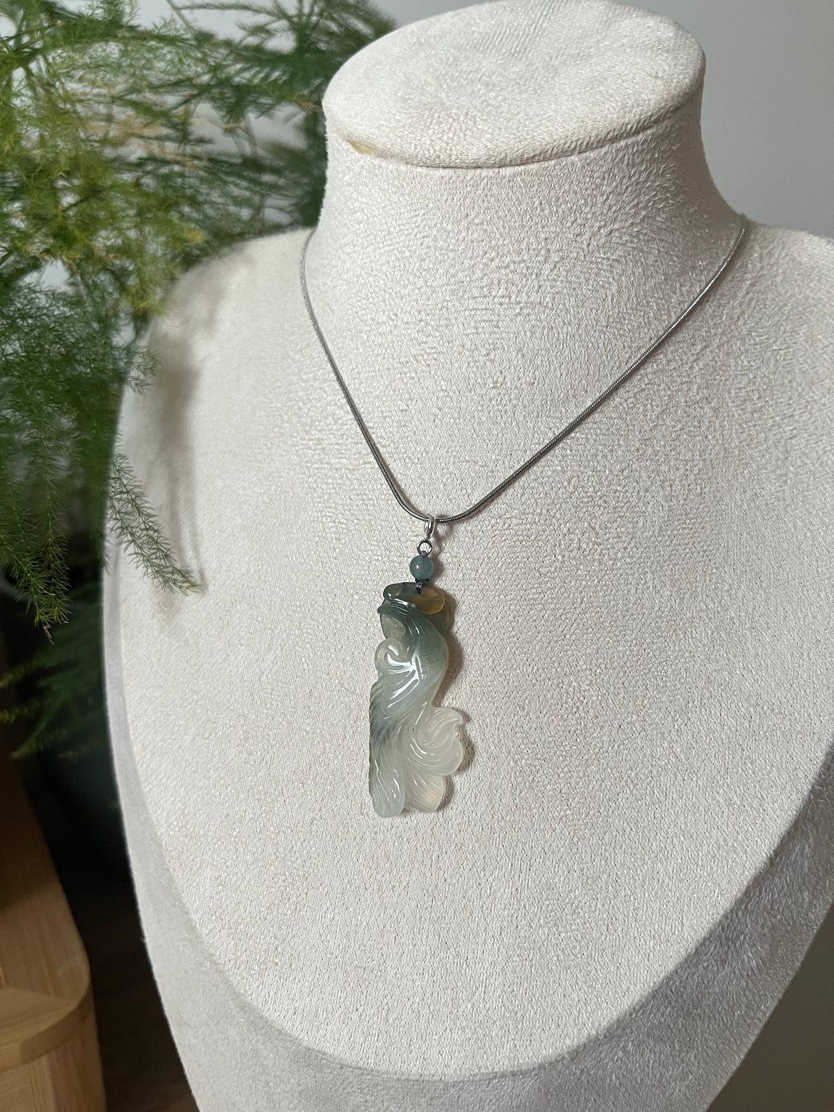 Hand Carved Xiu Jade Phoenix Pendant