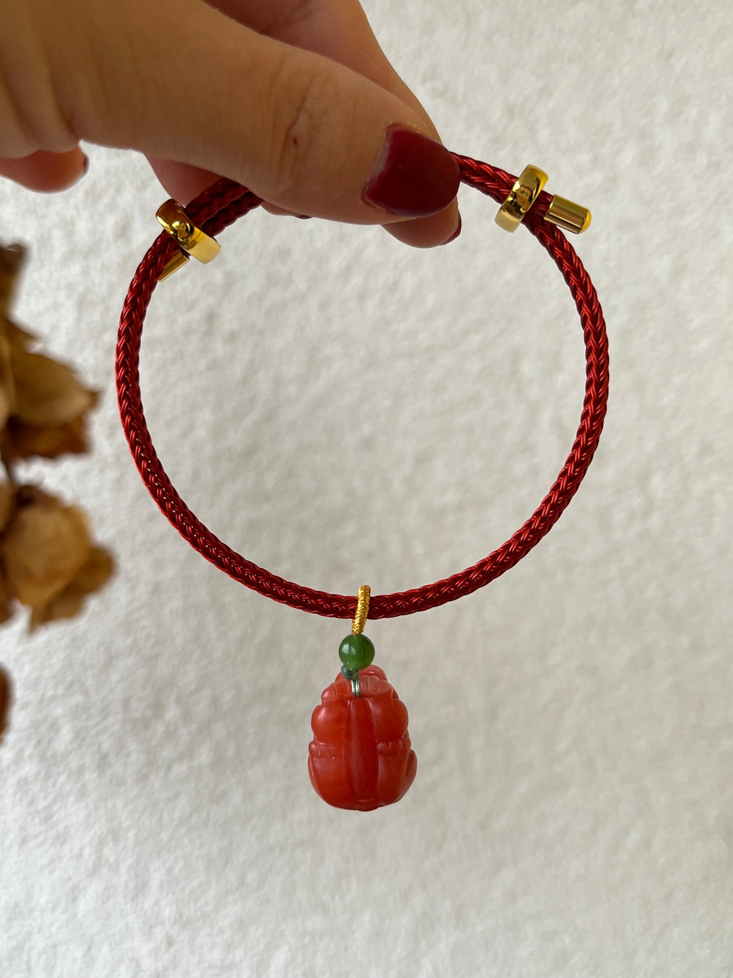 Nanhong Agate Pixiu Bracelet, Multi-functional | 南红貔貅手绳