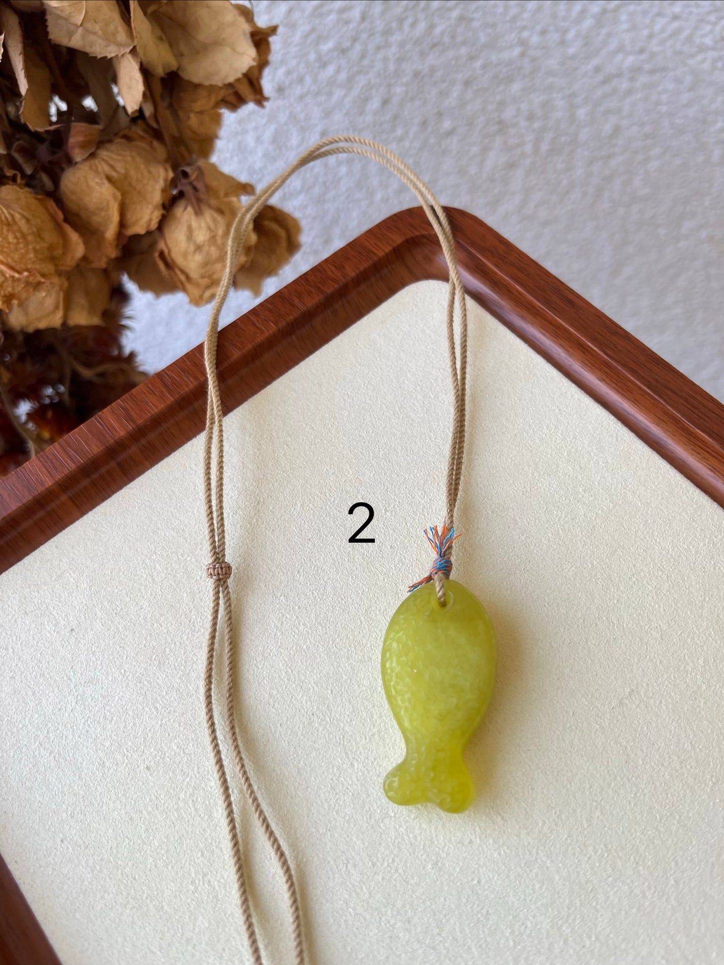 Yellow Xiu Jade Fish Necklace