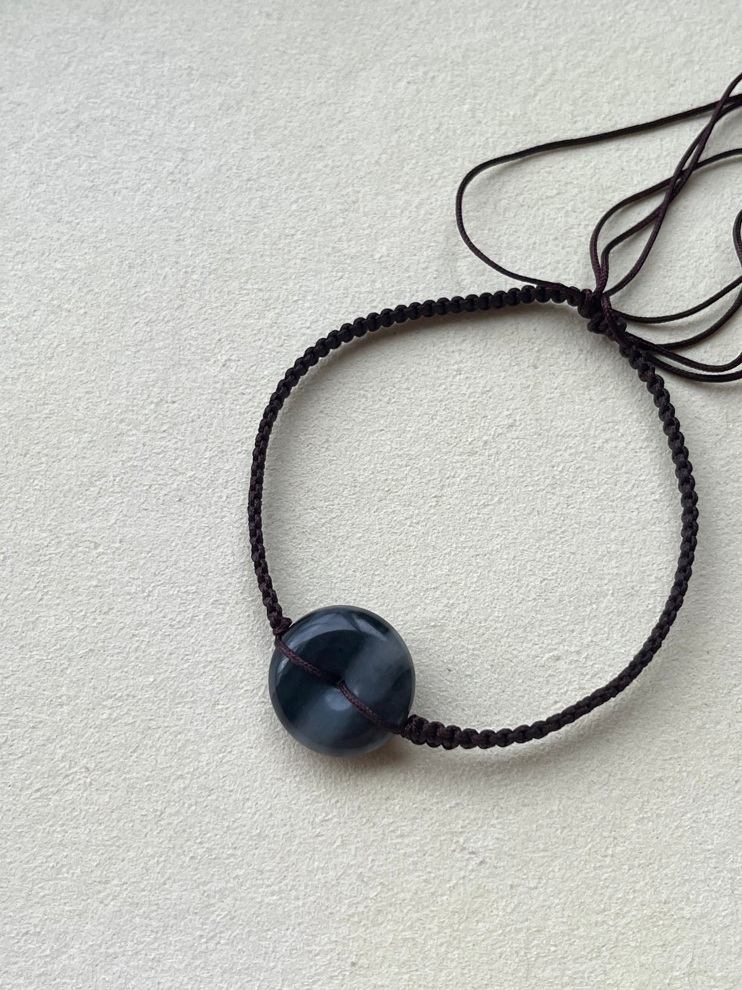 Black and White (Qinghua) Hetian Jade Pi Pendant Bracelet | 和田青花小平安扣手绳