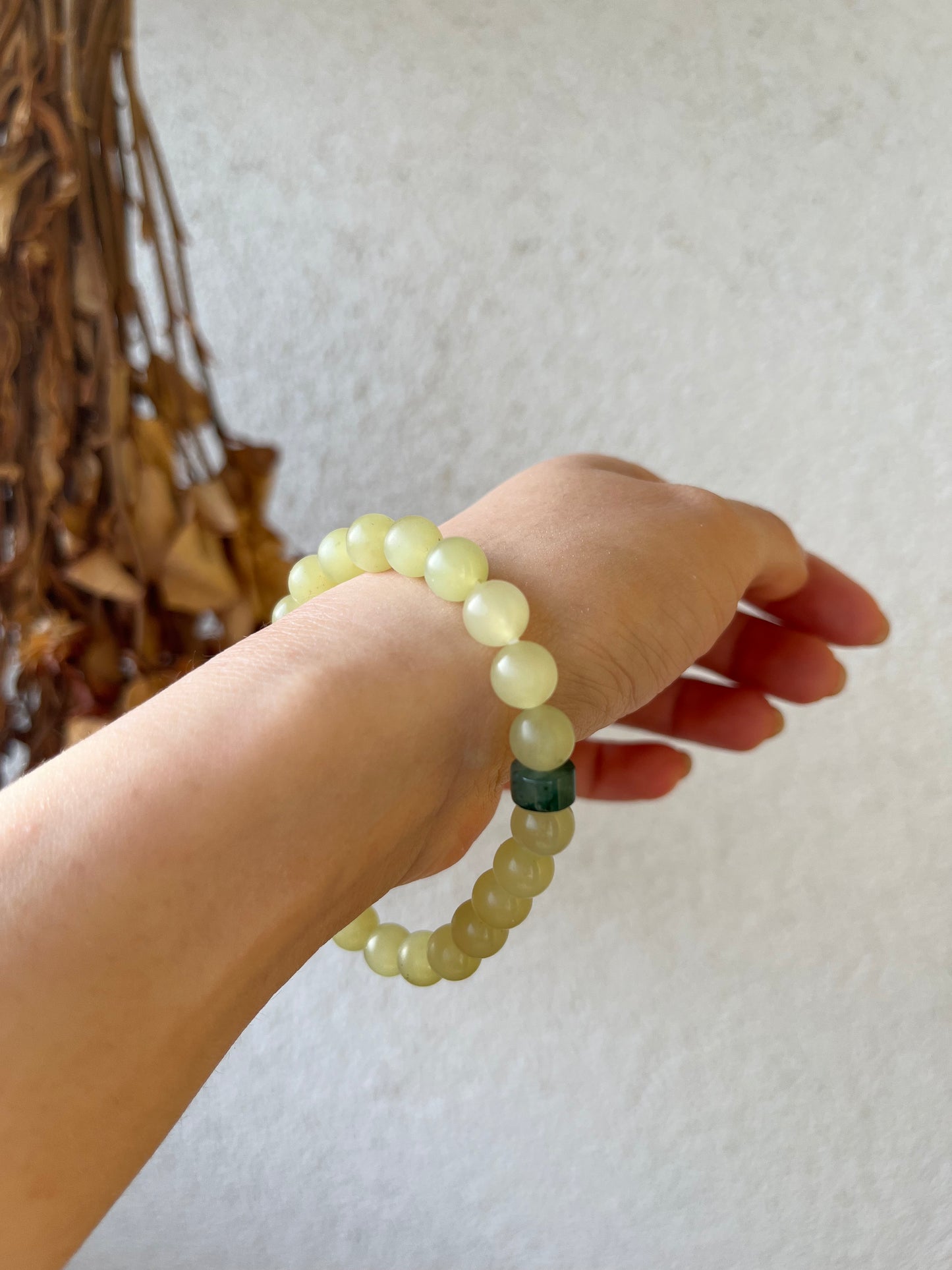Natural Yellow Hetian Jade Bracelet with 8mm Beads, 和田黄玉手串