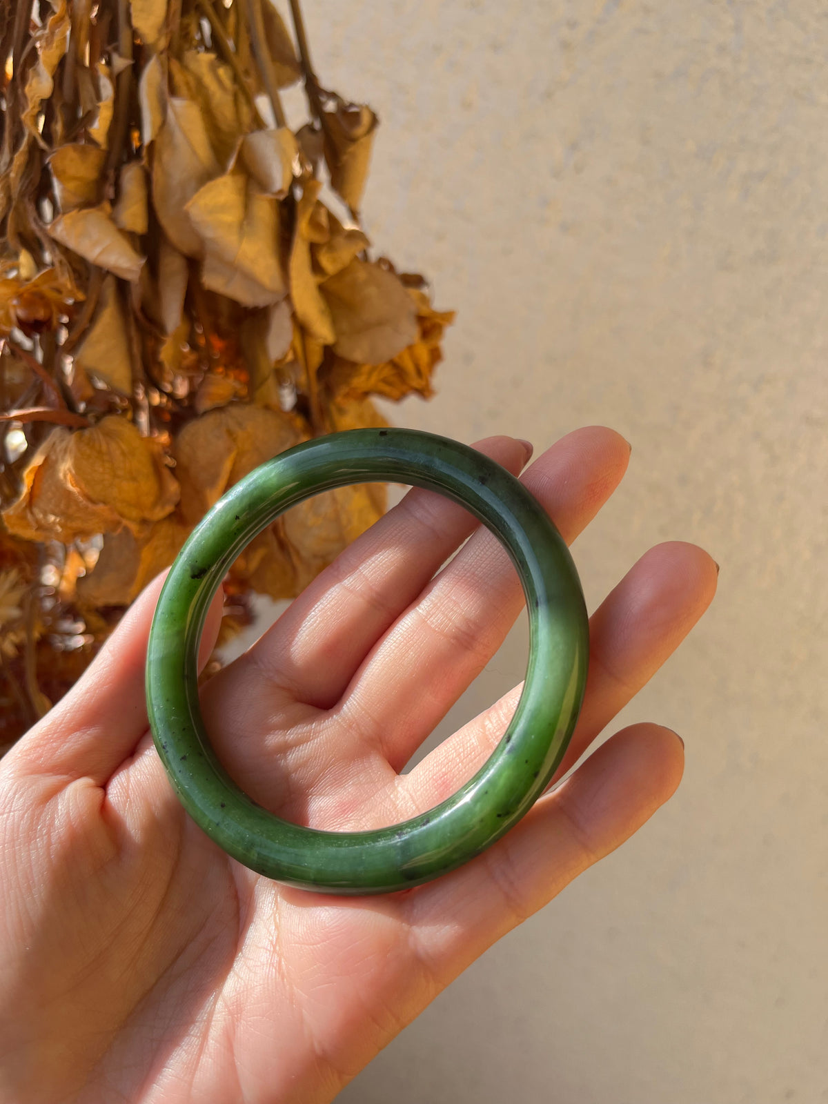 Green Hetian Jade Bangle 57mm