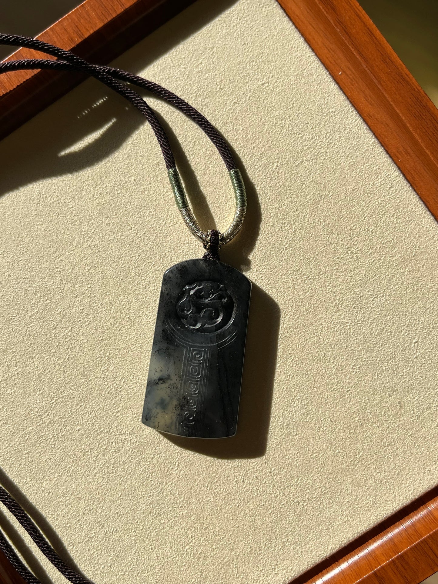 Xiu Jade Dragon Pendant | 岫玉水墨龙牌