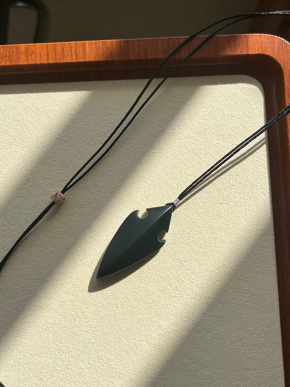 Premium Dark Green Hetian Jade Shield Pendant | 新疆和田一细塔青盾牌