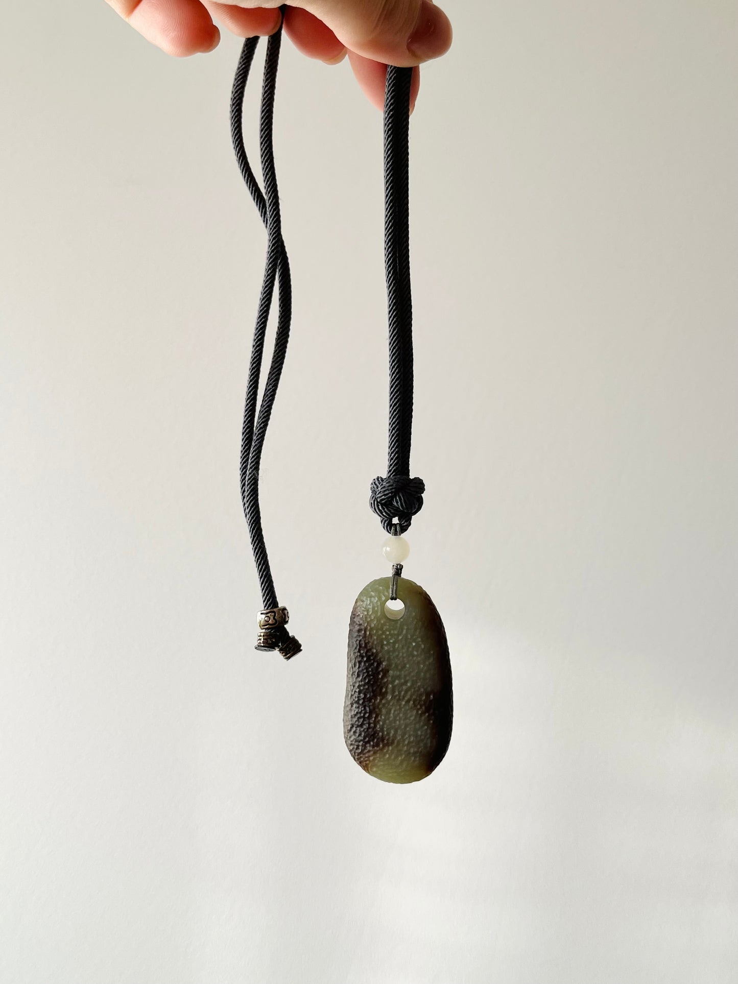 Antique-style Brown and Blue Hetian Jade Flat Pendant, 和田戈壁料古风无事牌