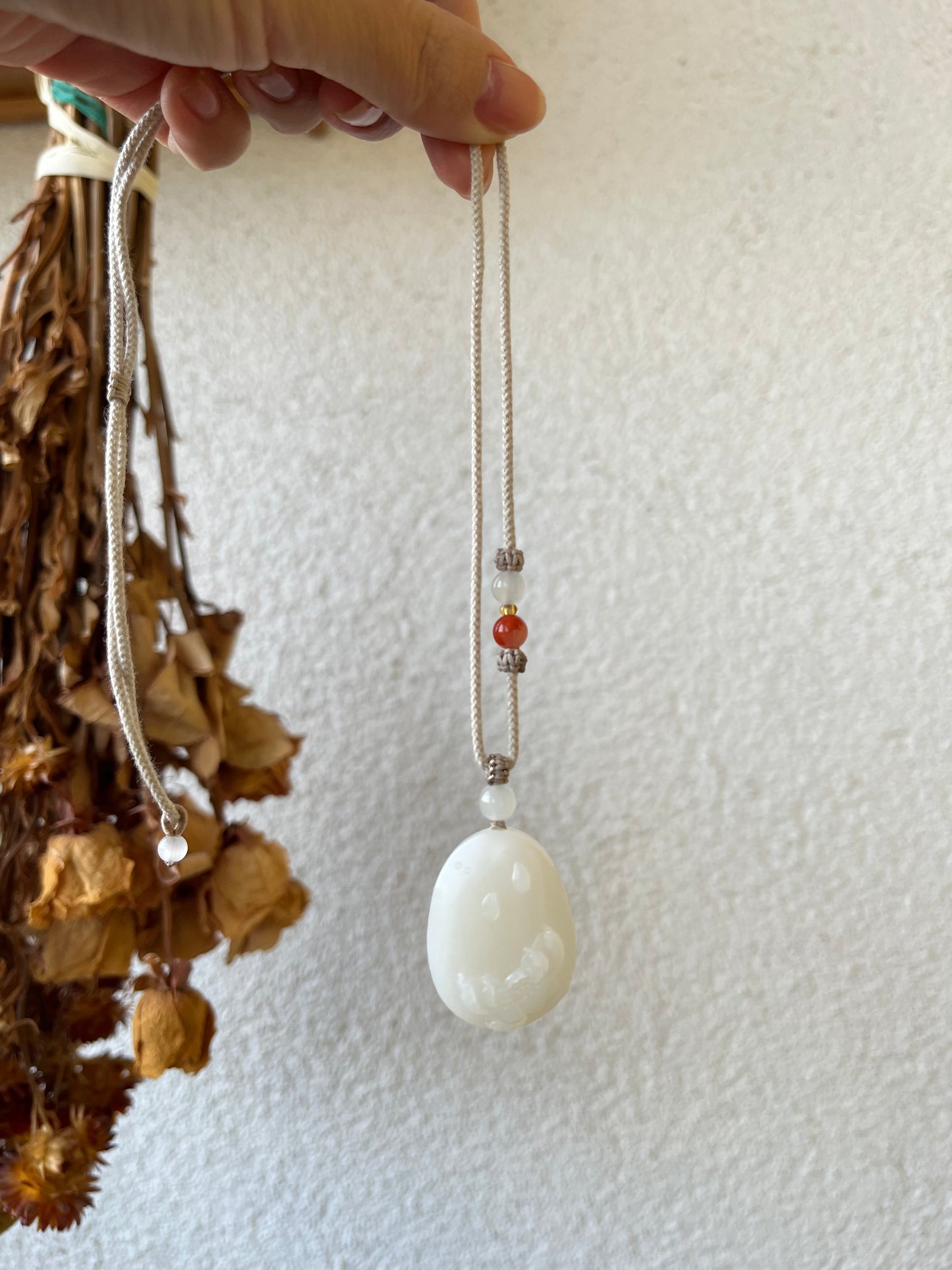 Hand Carved White Hetian Jade Lotus Pendant | 和田新疆山料白玉荷花牌