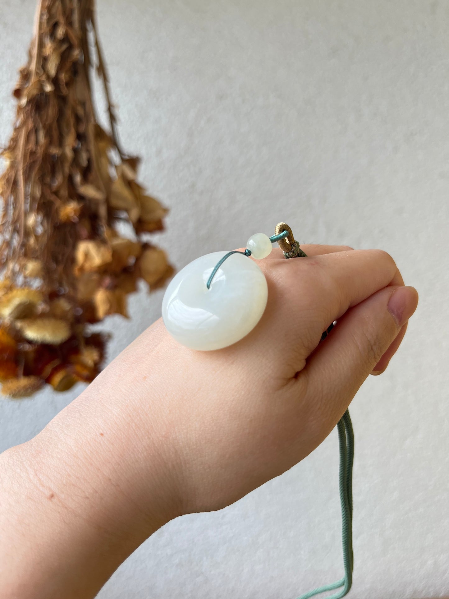 White Hetian Jade Safty Buckle, PI Pendant | 和田青海白玉平安扣