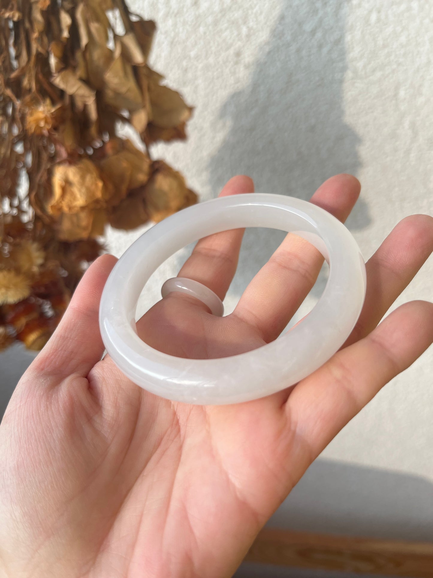 White Hetian Jade Bangle 58mm