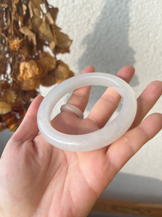 White Hetian Jade Bangle 58mm