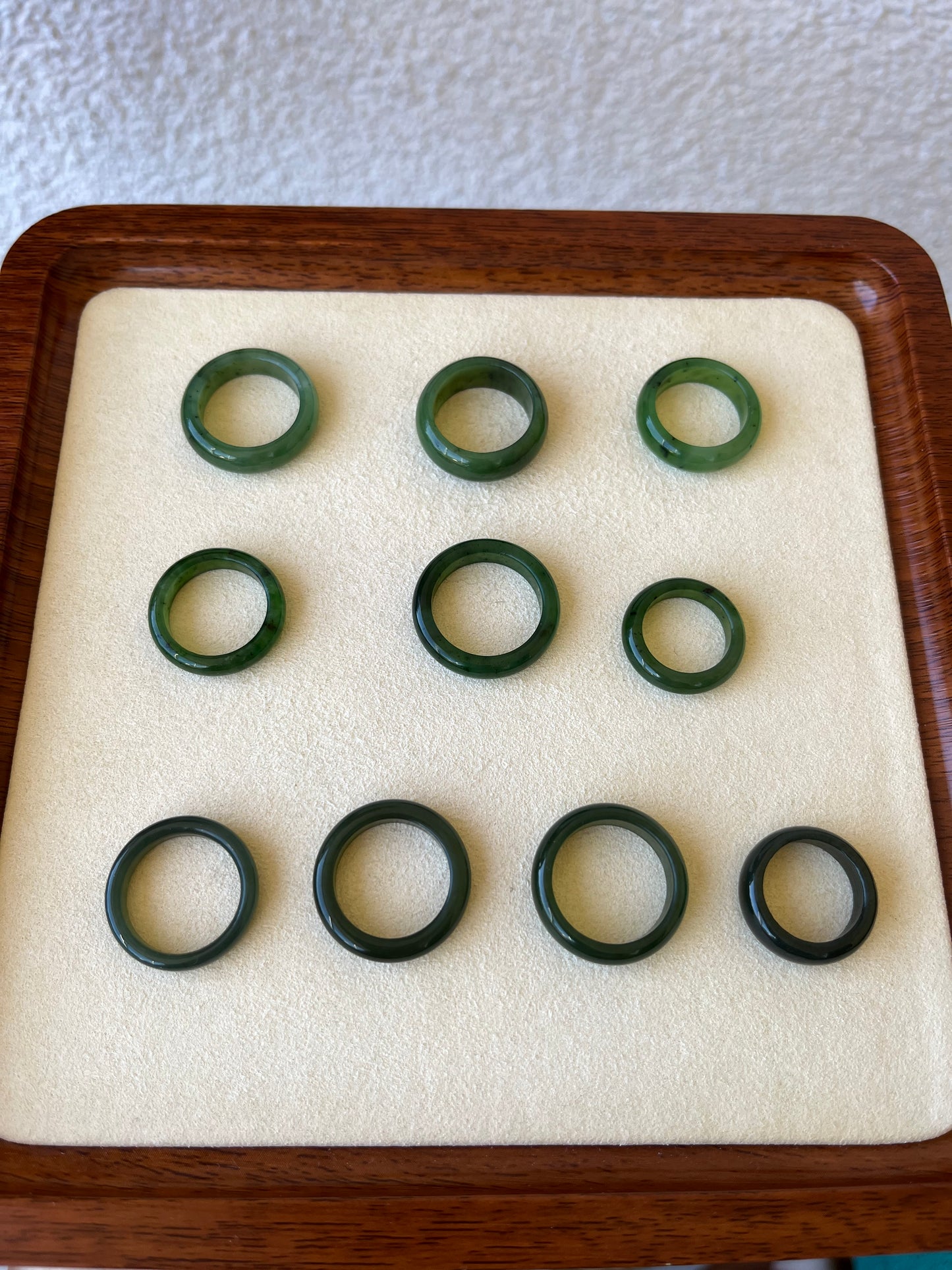 Green Hetian Jade Rings | 和田碧玉, 湖水绿戒圈