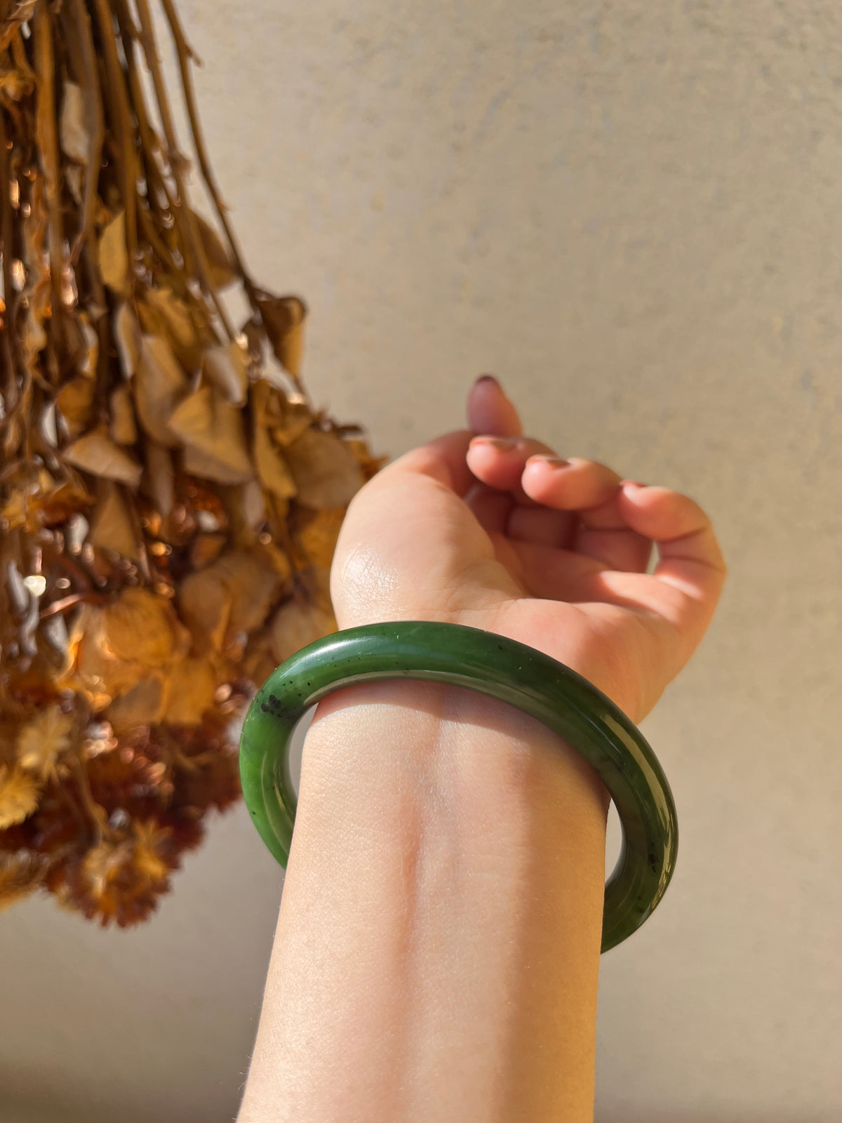 Green Hetian Jade Bangle 57mm
