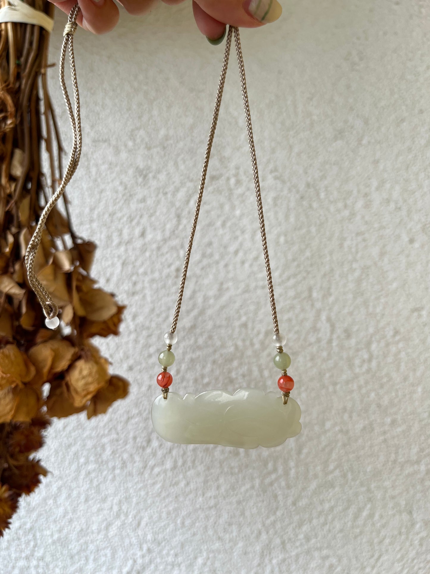 Hand Carved Icy White Hetian Jade Lotus Pendant