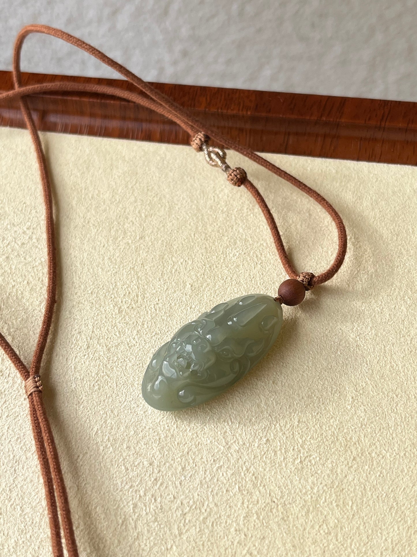 Blue Hetian Jade Beast Face Pendant | 和田且末蓝兽面