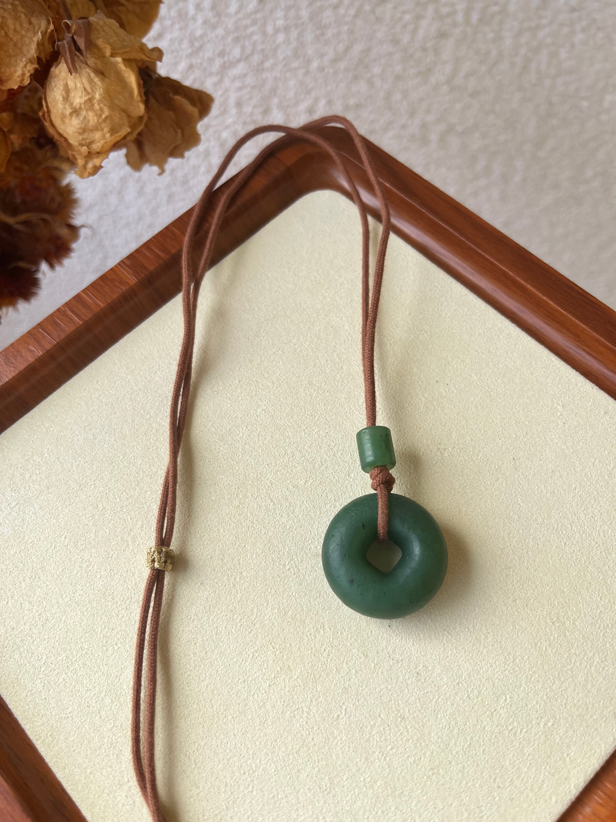 Antique-style Green Hetian Jade Safty Buckle, PI Pendant