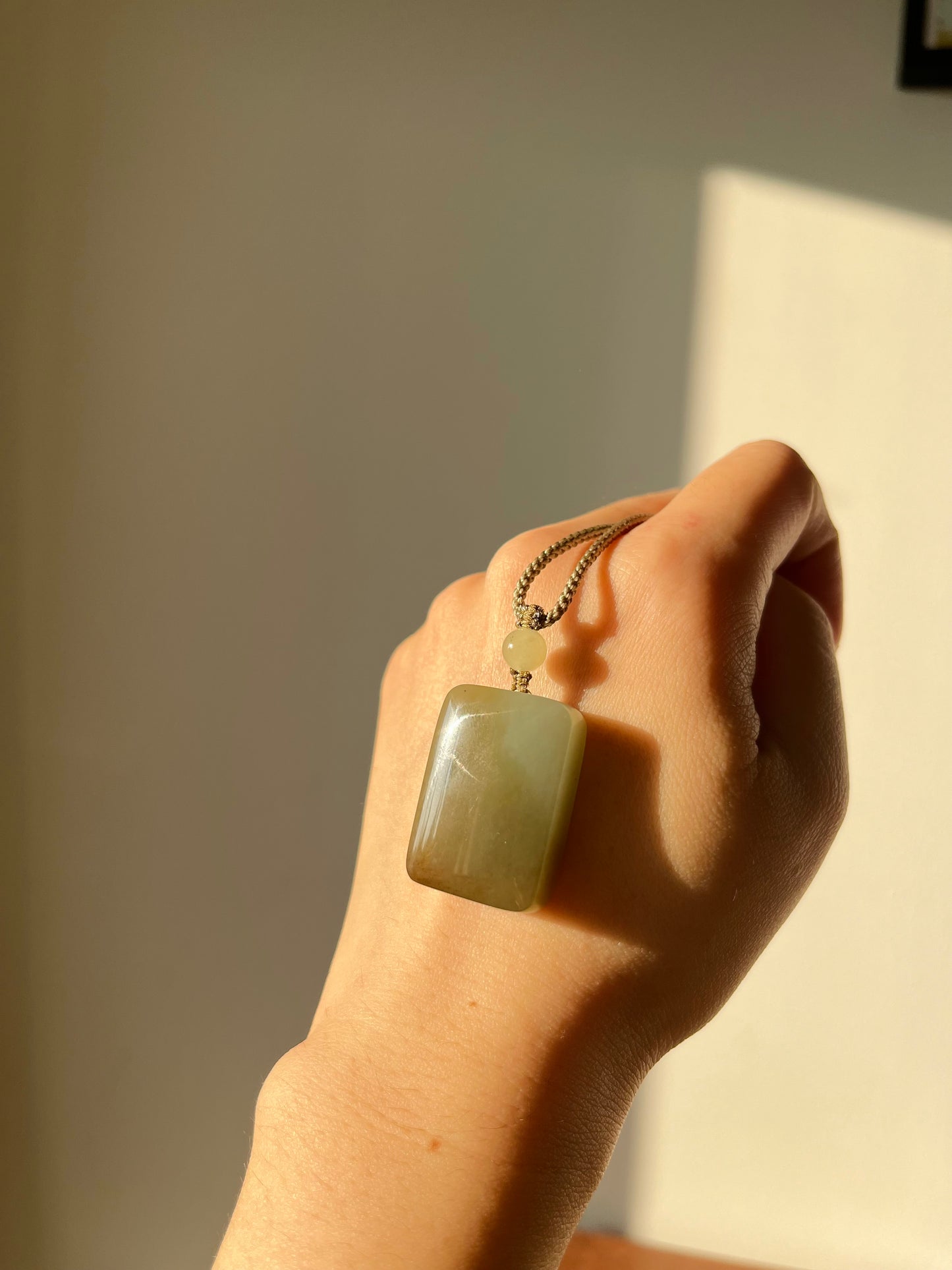 Blue Hetian Jade Flat Pendant, 和田且末蓝小无事牌