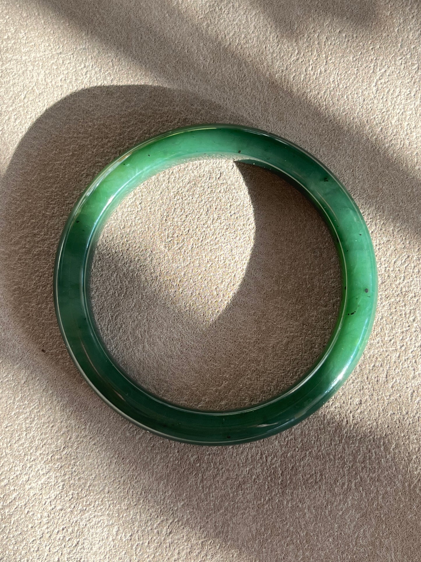 Dark Green Hetian Jade Bangle 58mm | 碧玉手镯