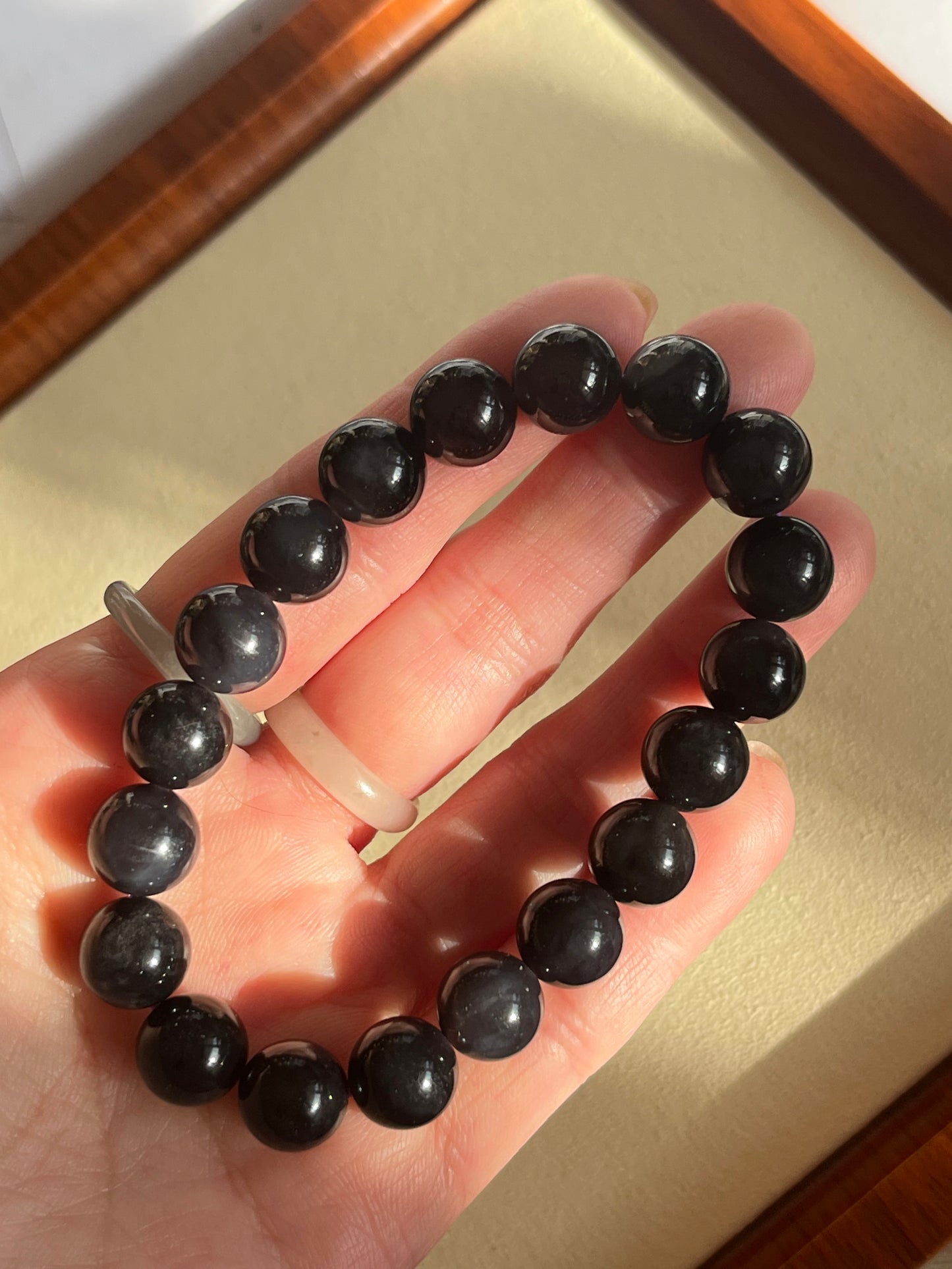 10mm Imperial (Dark) Purple Hetian Jade Bracelet | 和田帝王紫手串