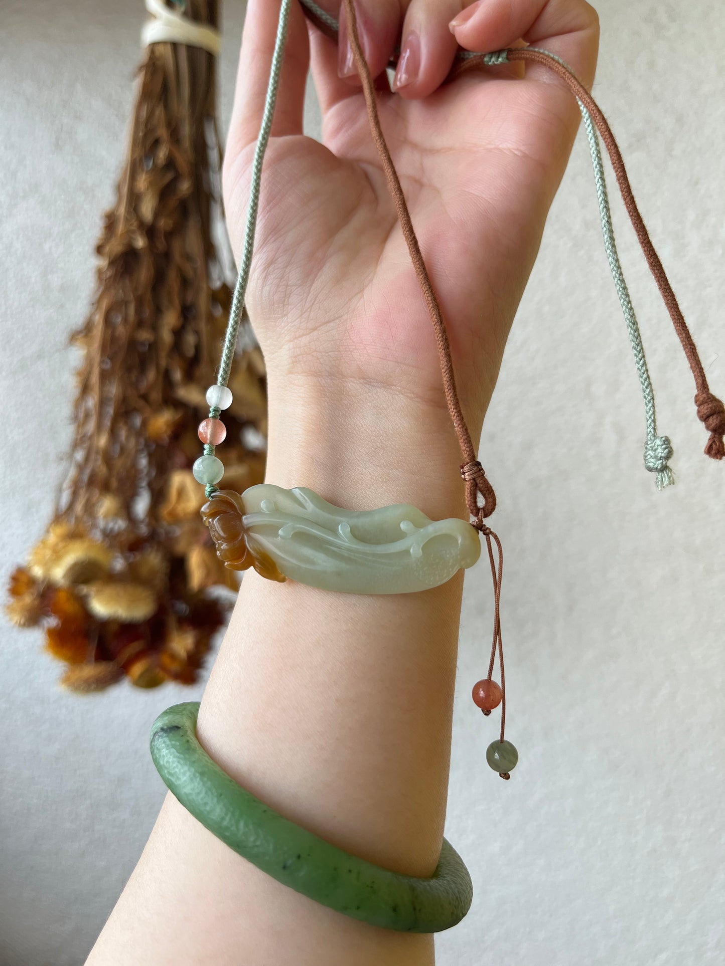 Hand Carved Blue and Brown Hetian Jade Lotus Pendant | 和田蓝糖俏色荷花