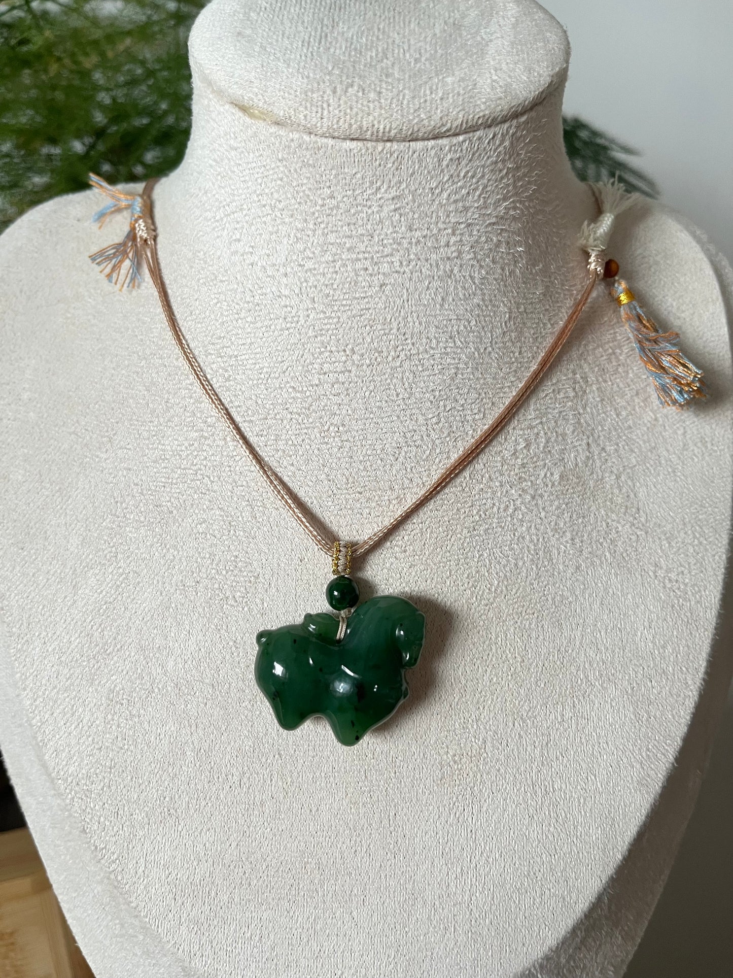 Green Hetian Jade Horse Pendant