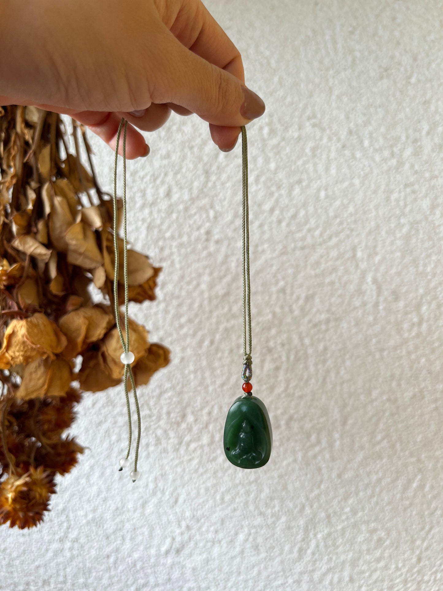 Green Hetian Jade Enlightenment Pendant | 和田碧玉悟道