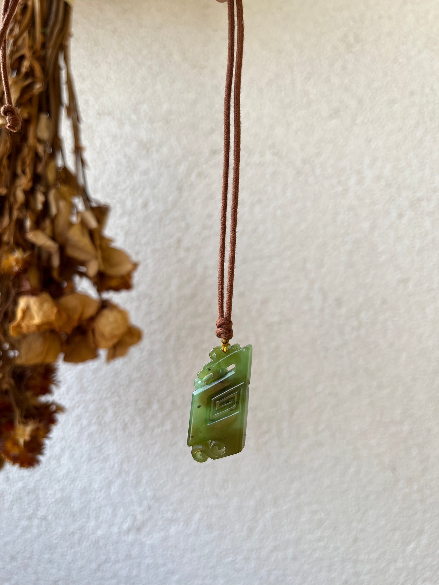 Hand Carved Green Hetian Jade Ancient Style Dragon Pendant | 和田碧玉仿古龙牌