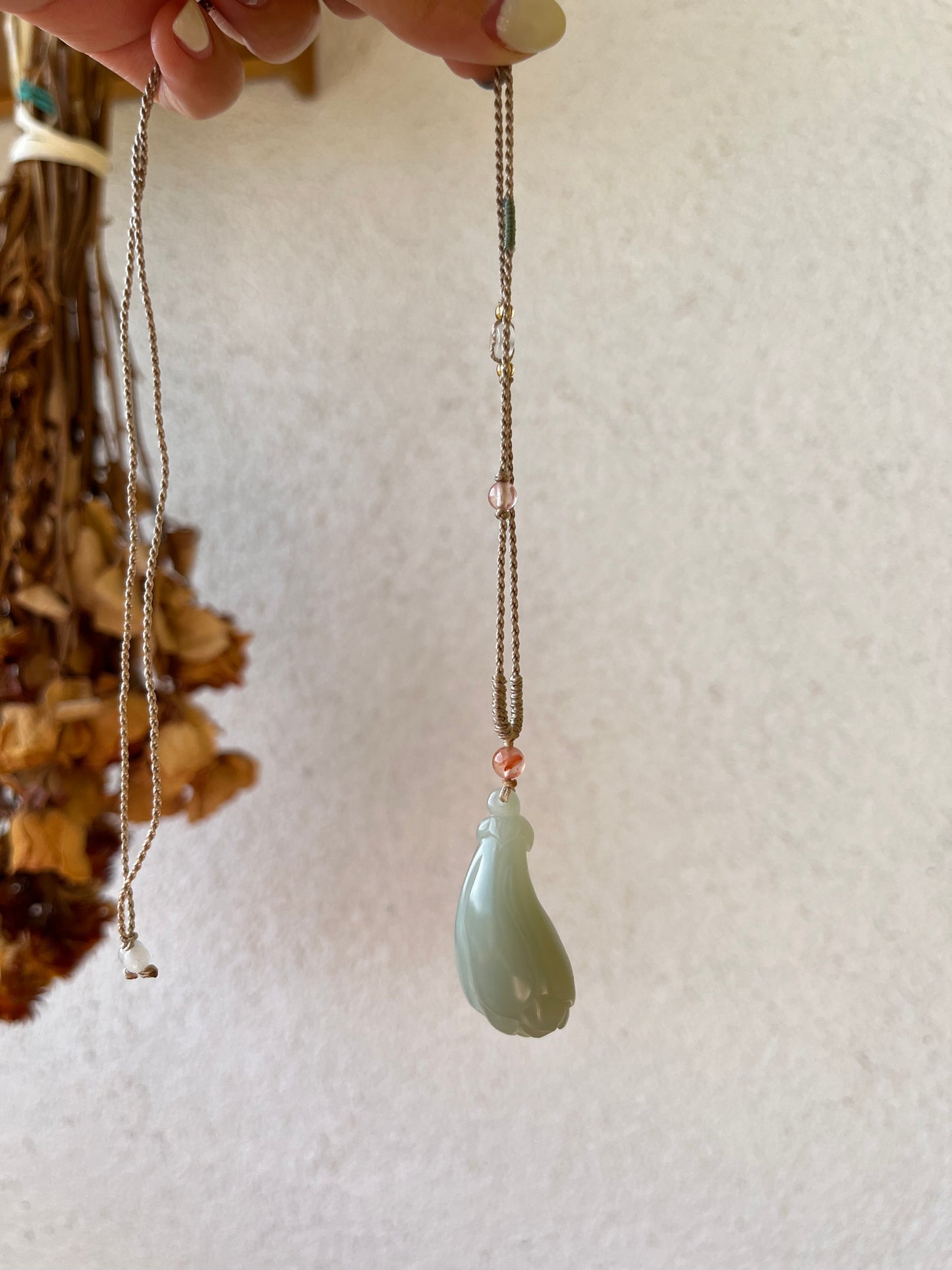 Hand Carved Blue Hetian Jade Magnolia Pendant