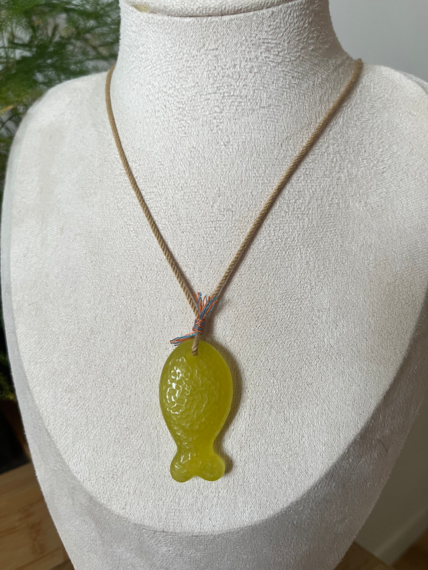 Yellow Xiu Jade Fish Necklace