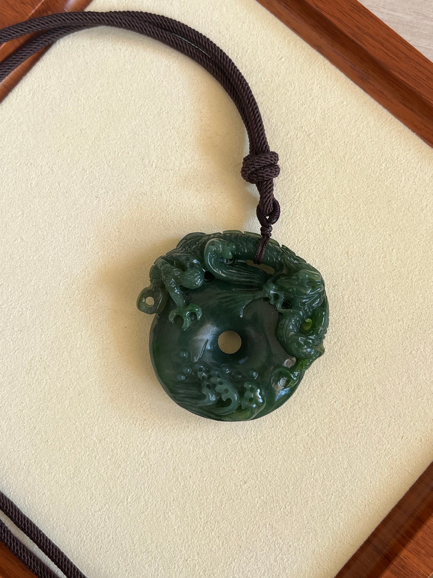 Hand Carved Green Hetian Jade Chinese Dragon | 手雕碧玉龙玉佩