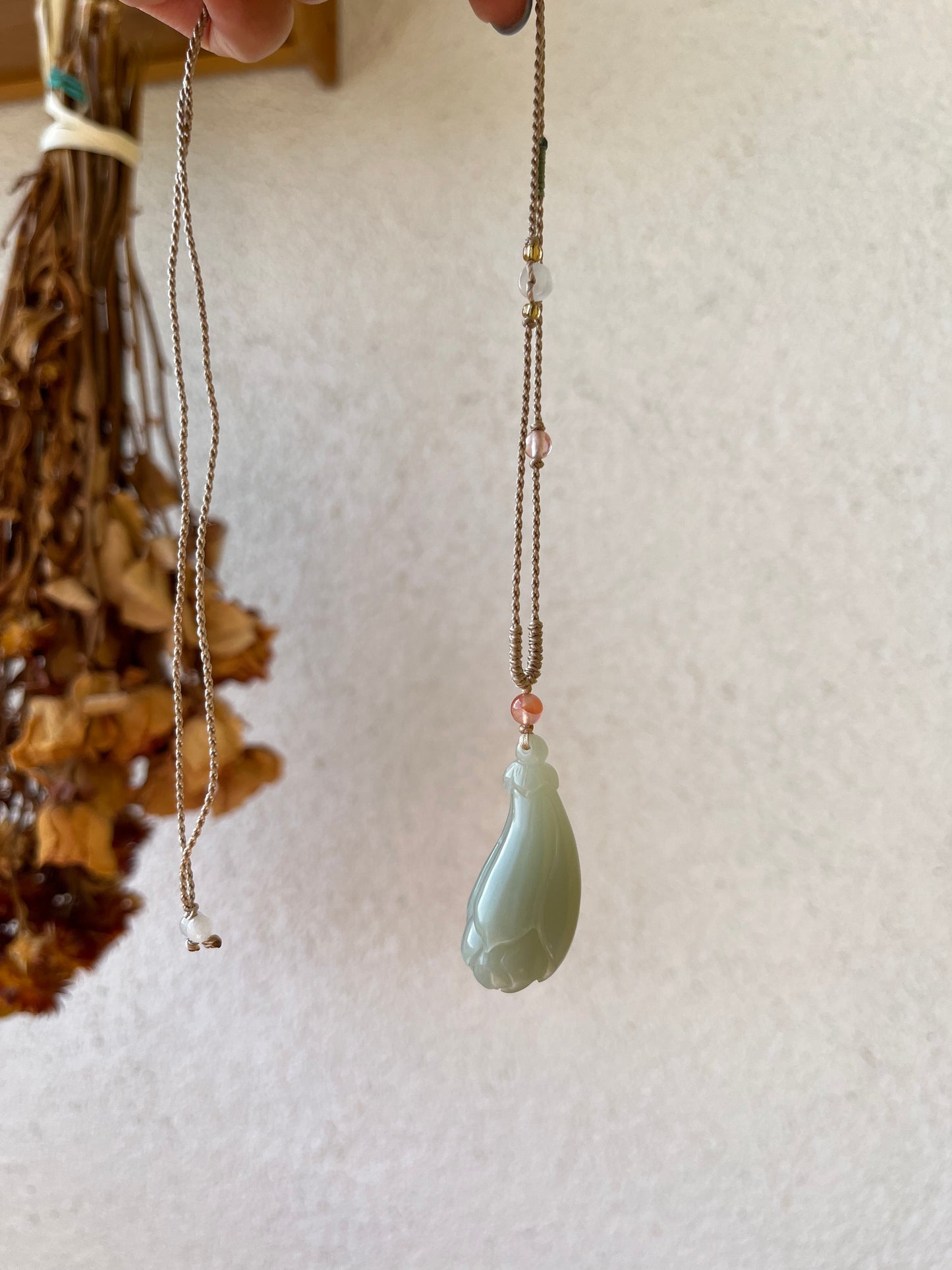 Hand Carved Blue Hetian Jade Magnolia Pendant