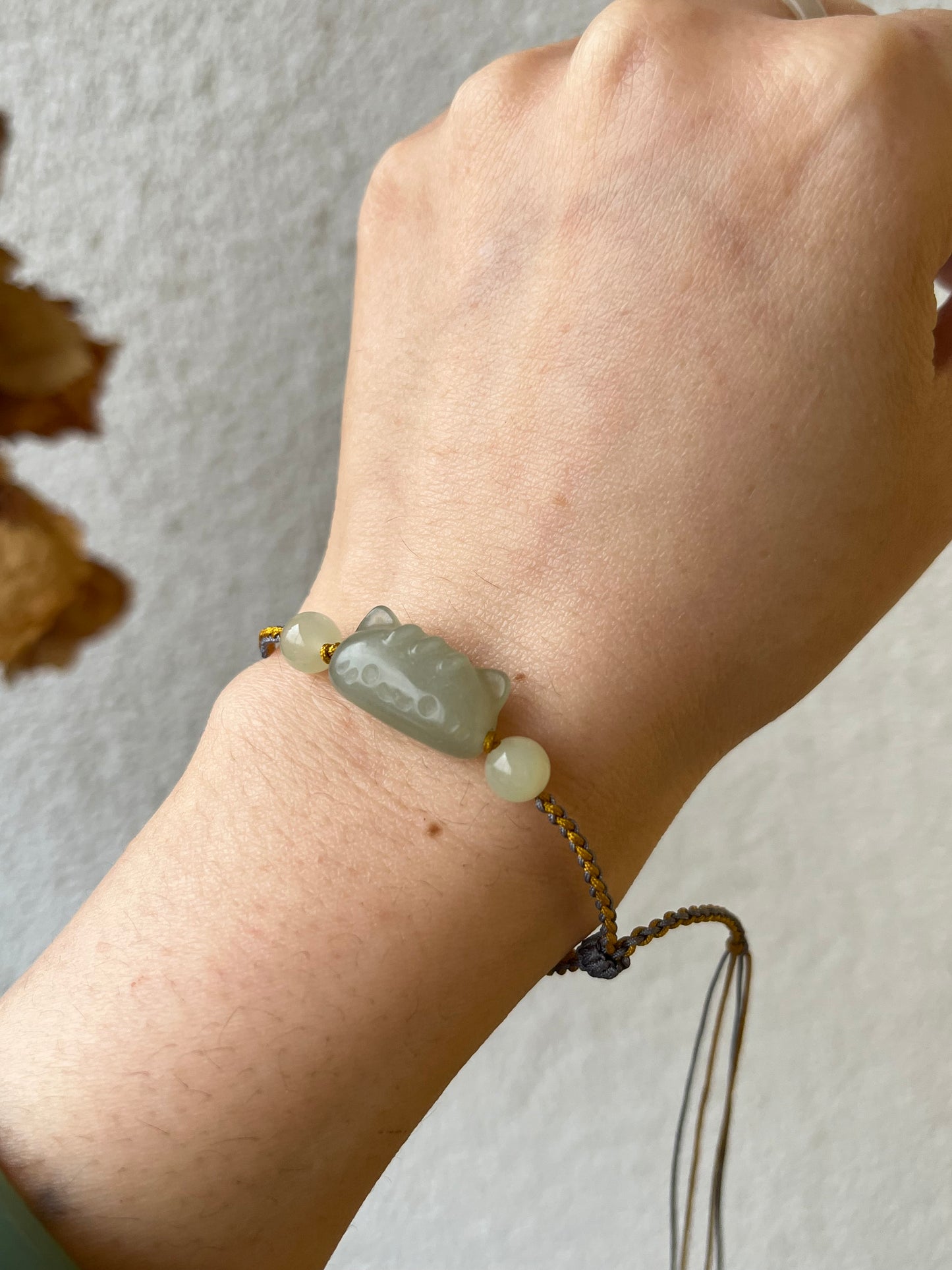 Handmade Hetian Jade Cat Bracelet