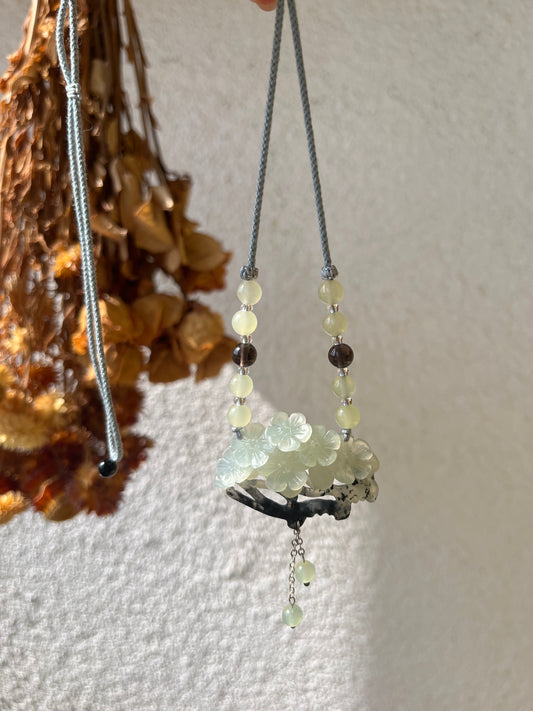 Hand Carved Xiu Jade Plum Blossom