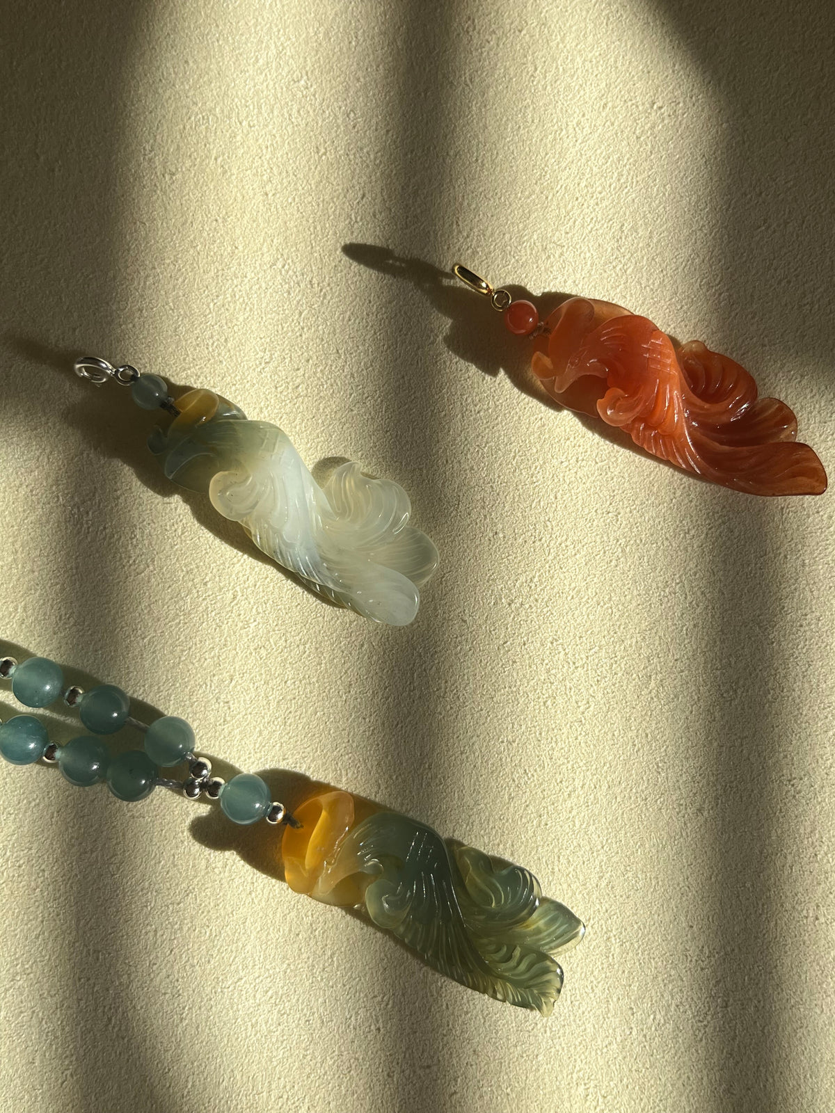 Hand Carved Xiu Jade Phoenix Pendant
