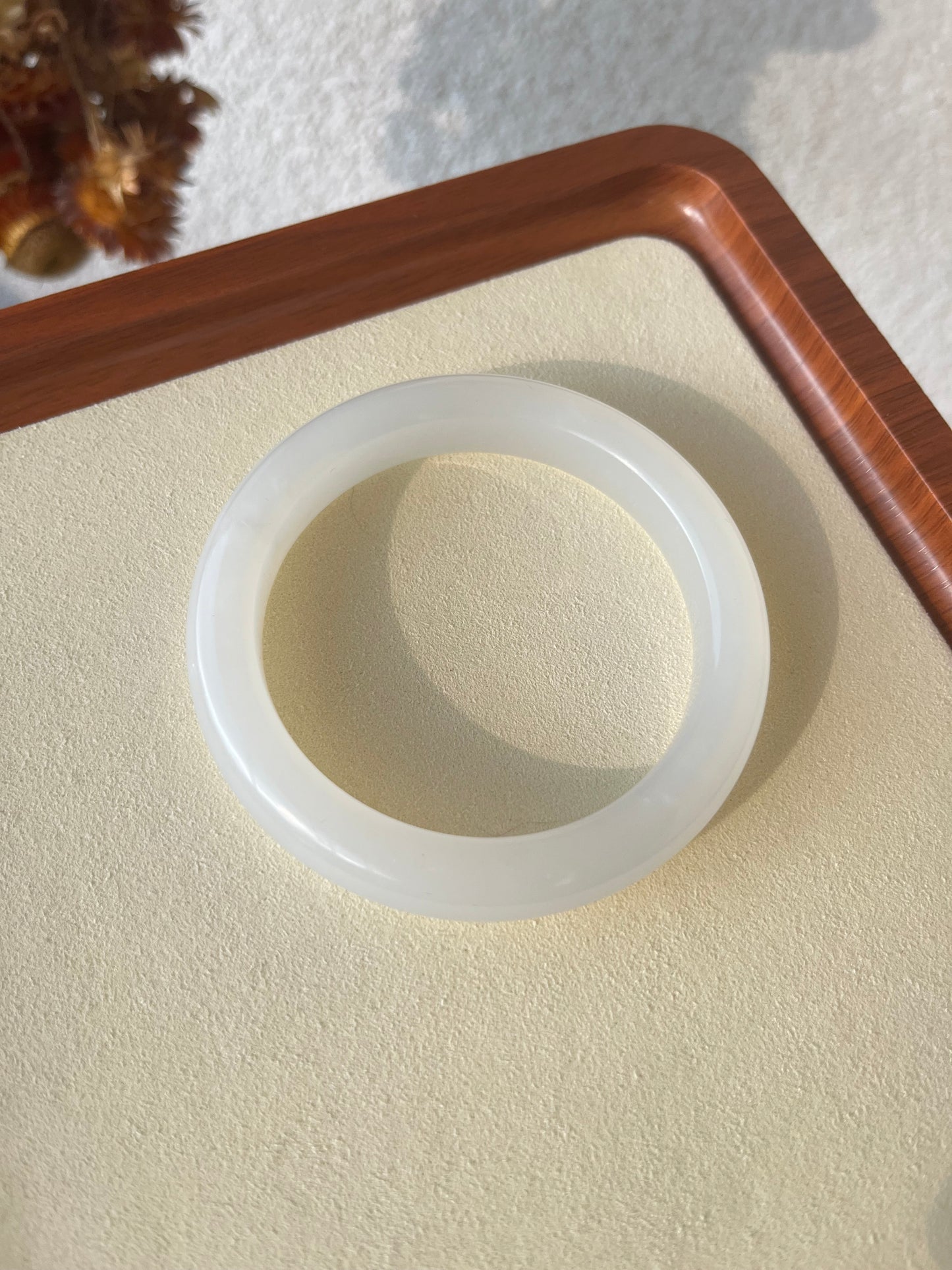 White Hetian Jade Bangle 58mm