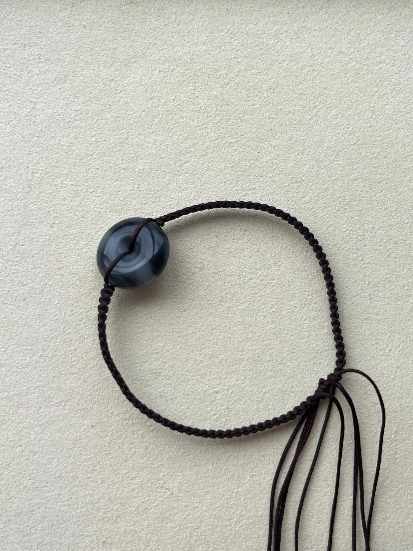 Black and White (Qinghua) Hetian Jade Pi Pendant Bracelet | 和田青花小平安扣手绳