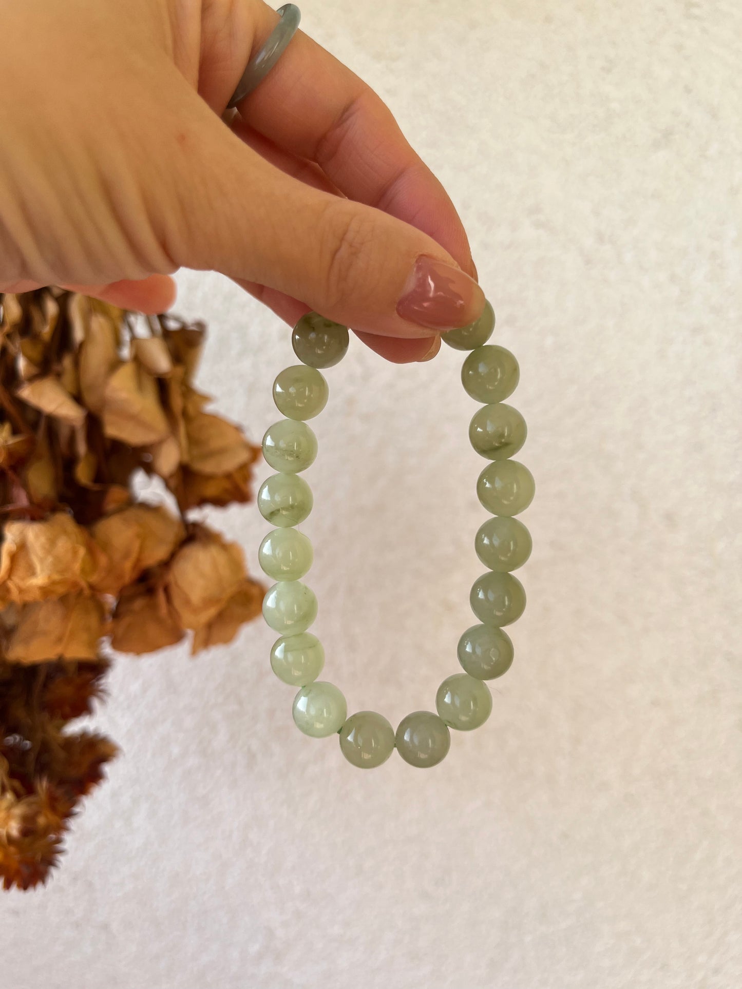 10mm Qingshui Hetian Jade Beaded Bracelet