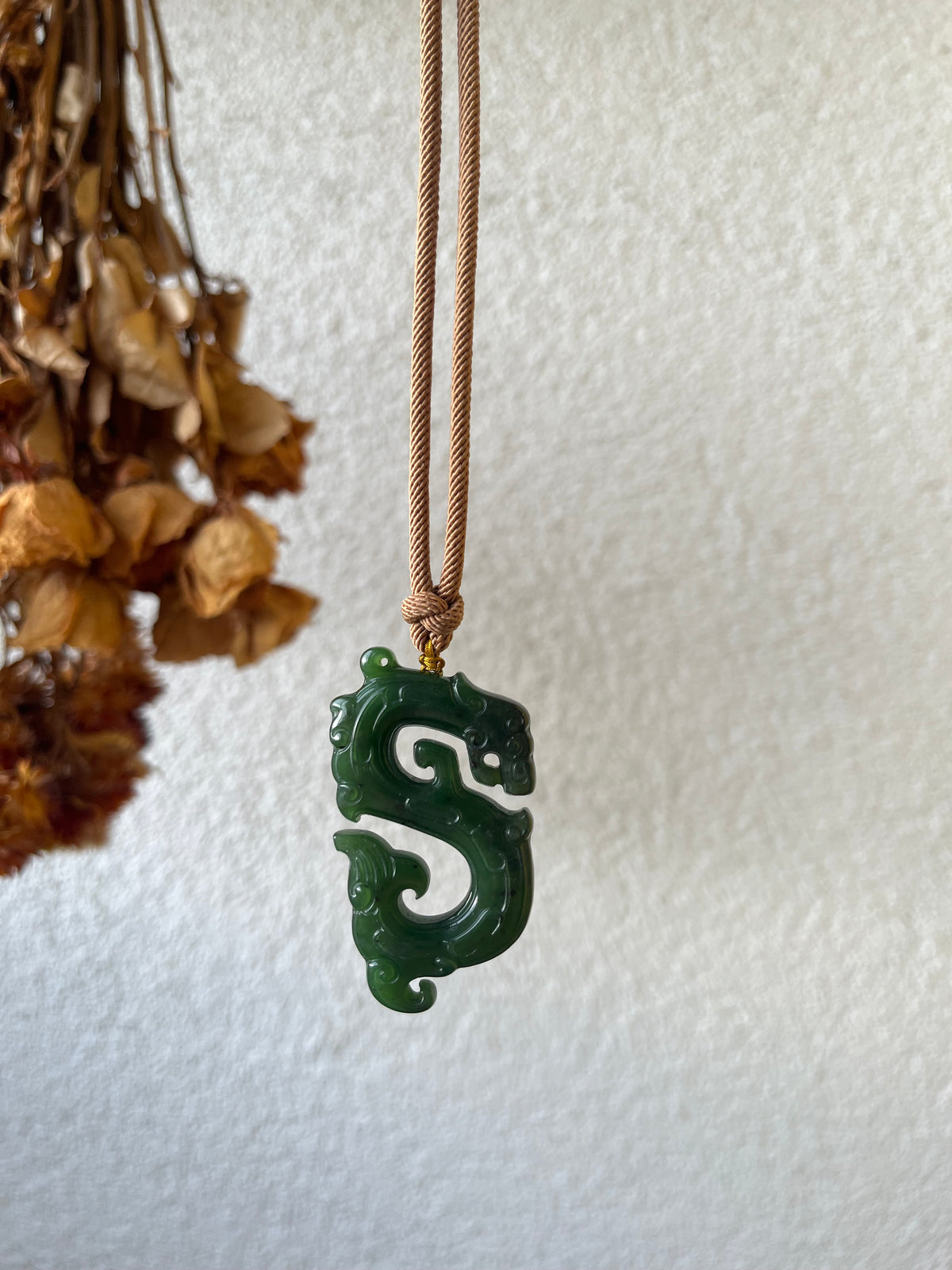 Green Hetian Jade Ancient Style Dragon Pendant | 和田碧玉仿古龙