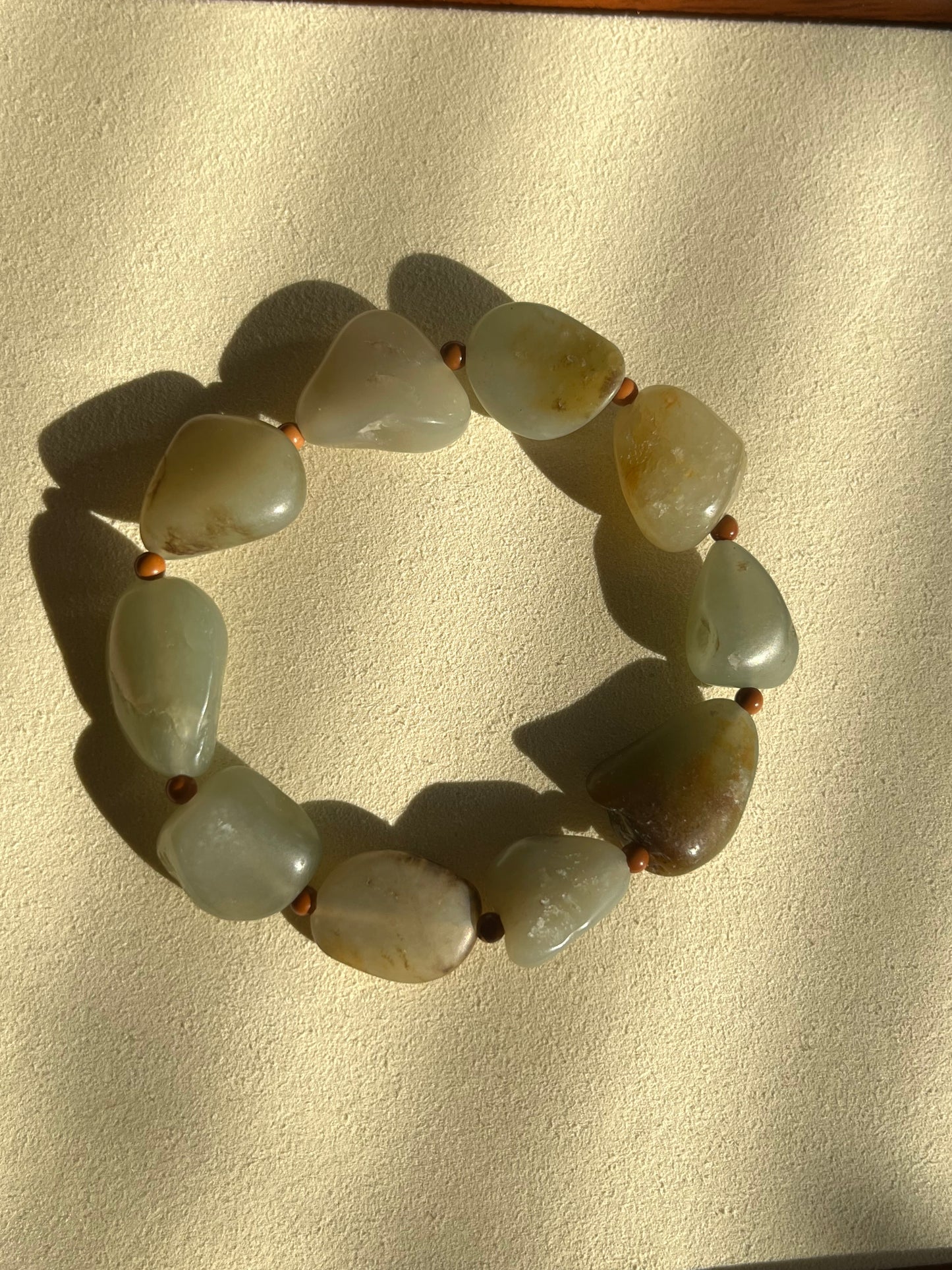 Hetian Jade Unshaped Small Natural Pebble Bracelet | 和田小籽手串