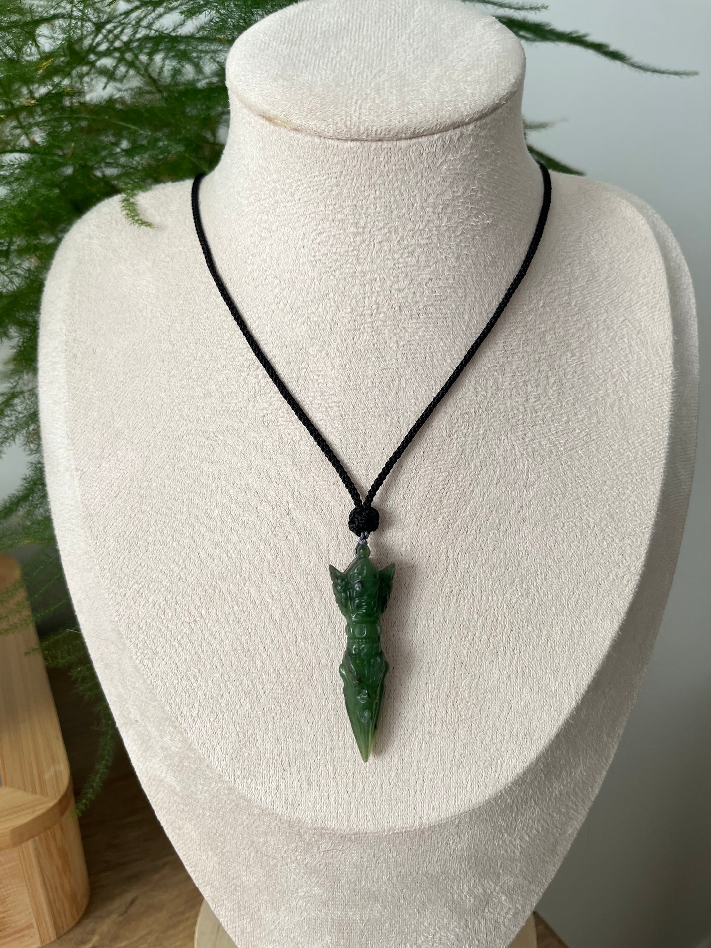 Green Hetian Jade Vajra Pendant