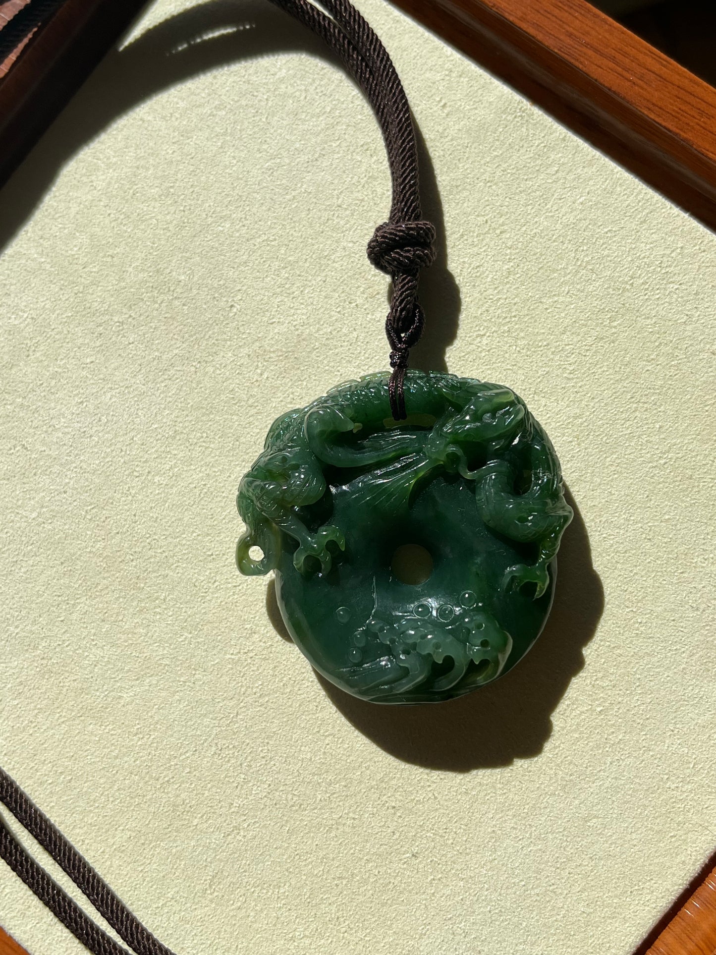Hand Carved Green Hetian Jade Chinese Dragon | 手雕碧玉龙玉佩
