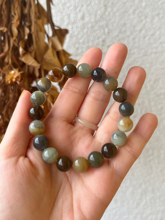 High Quality 10mm Multi-Color Hetian Jade Beaded Bracelet | 和田楼兰三色手串