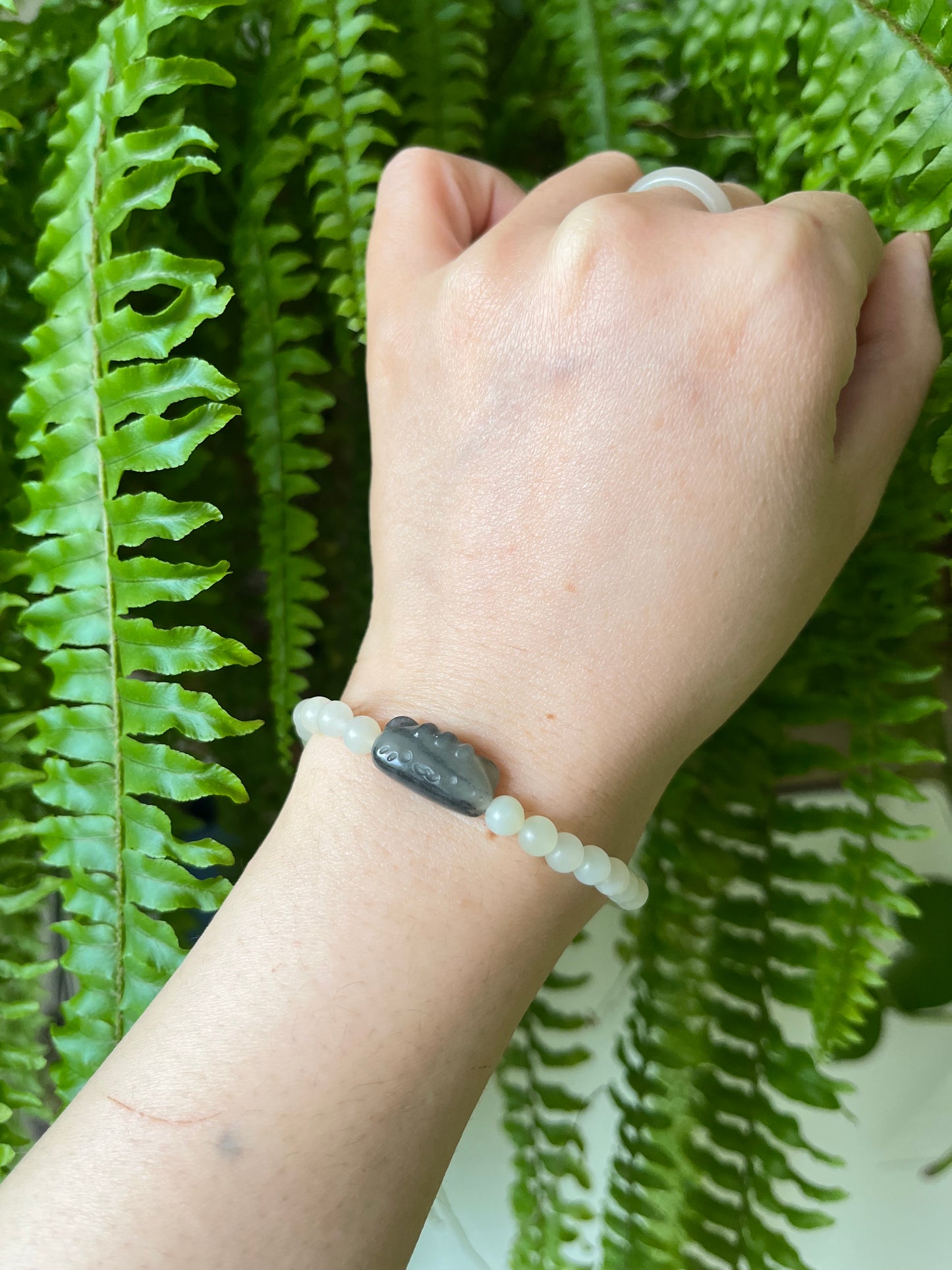 Handmade Hetian Jade Cat Bracelet