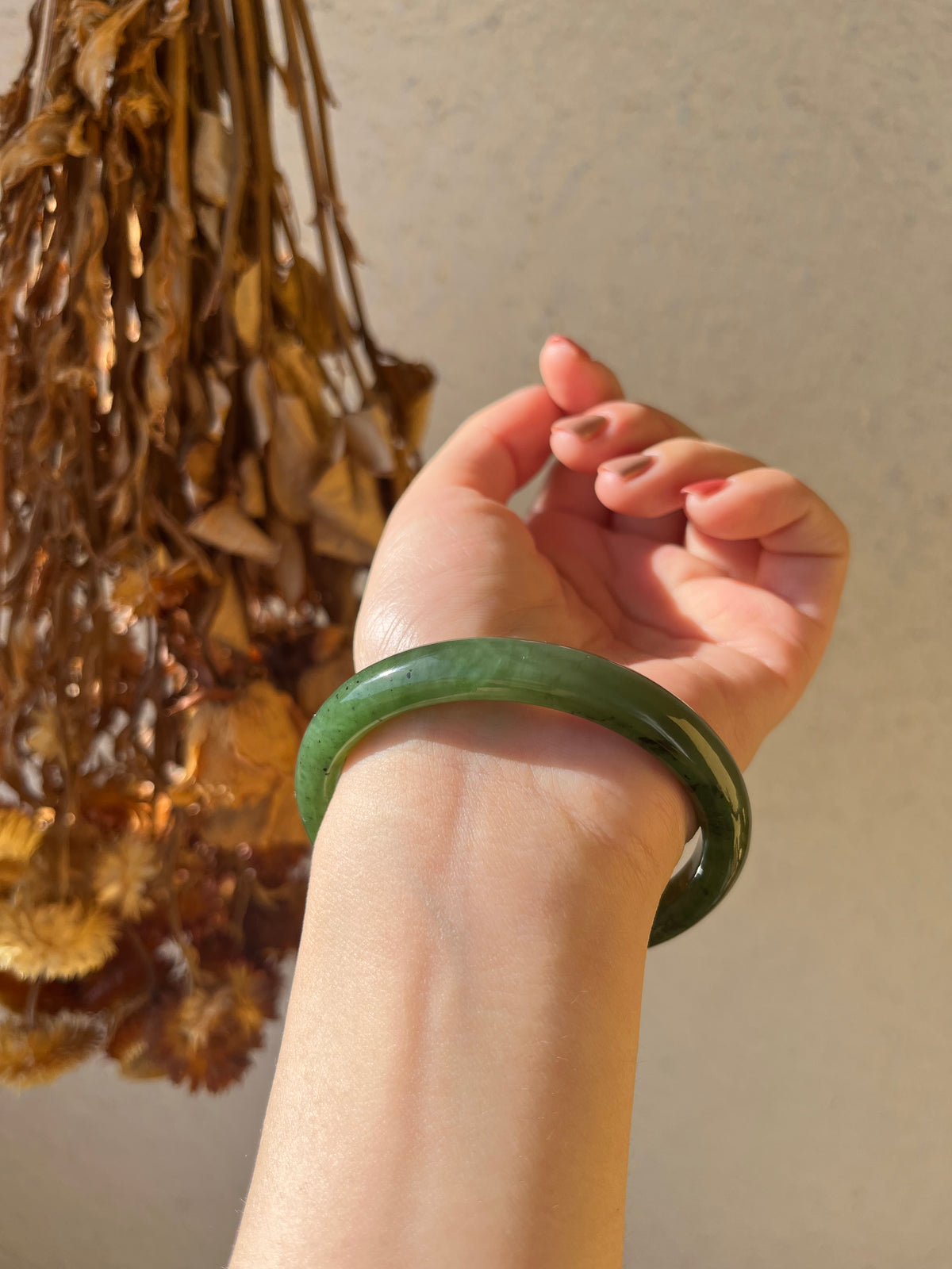 Green Hetian Jade Bangle 56mm