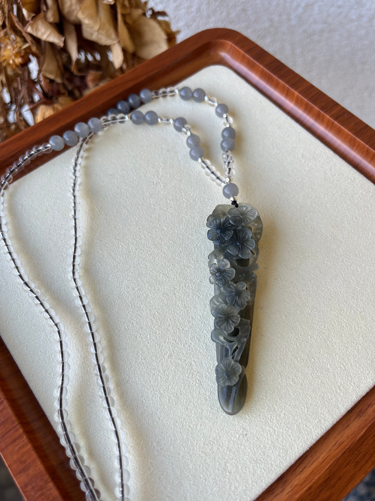 Hand Carve Xiu Jade Plum Blossom on a Guqin Instrument