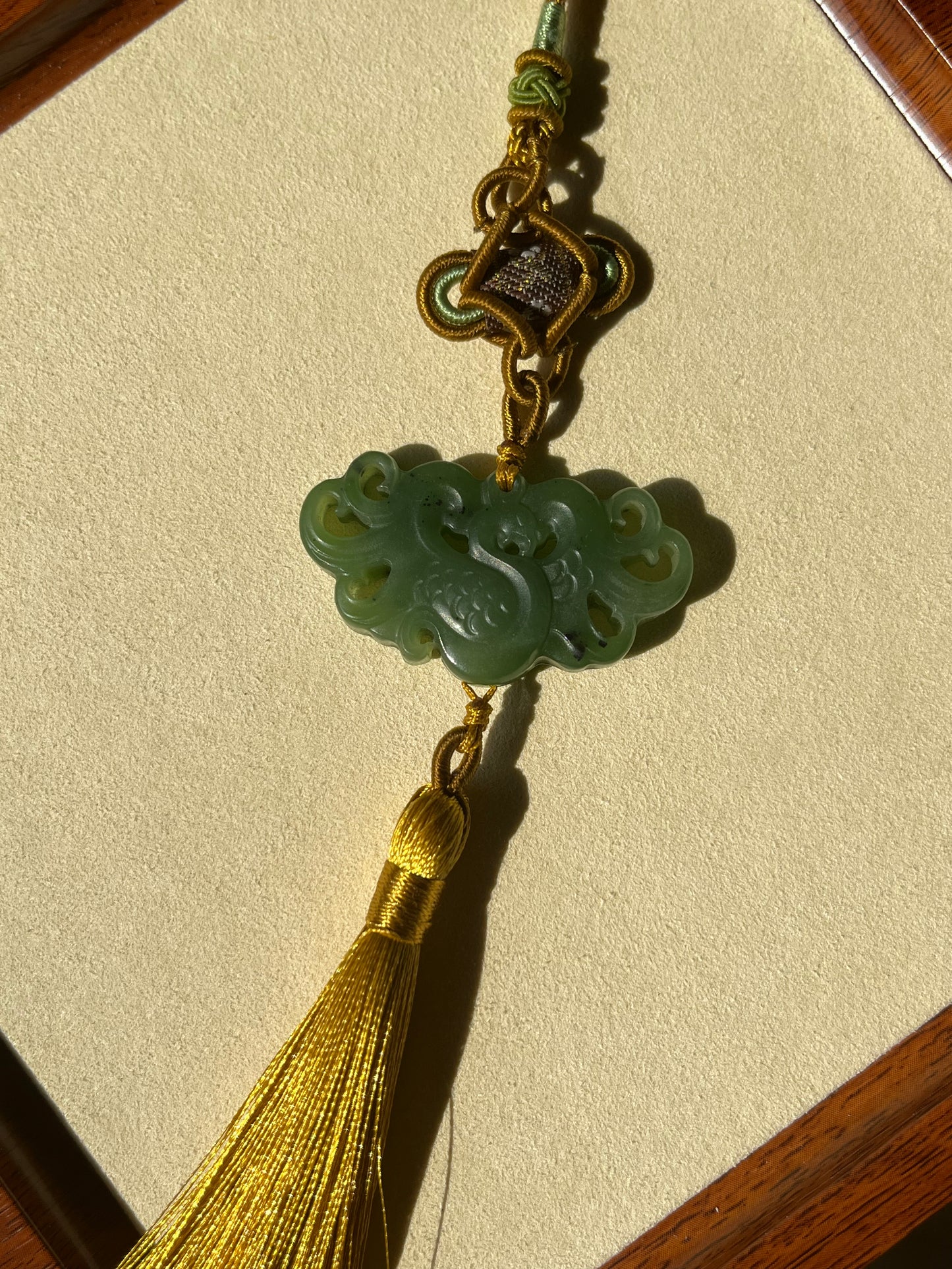 Green Hetian Jade Phoenix Bag Charm / Car Hanging | 和田碧玉凤凰车挂 / 包挂