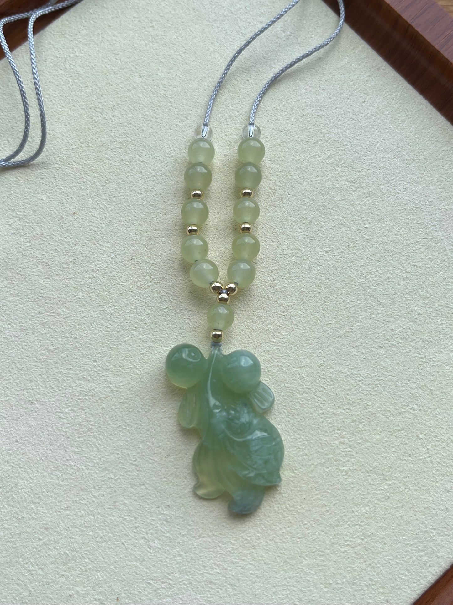 Hand Carved Xiu Jade Koi Fish Necklace