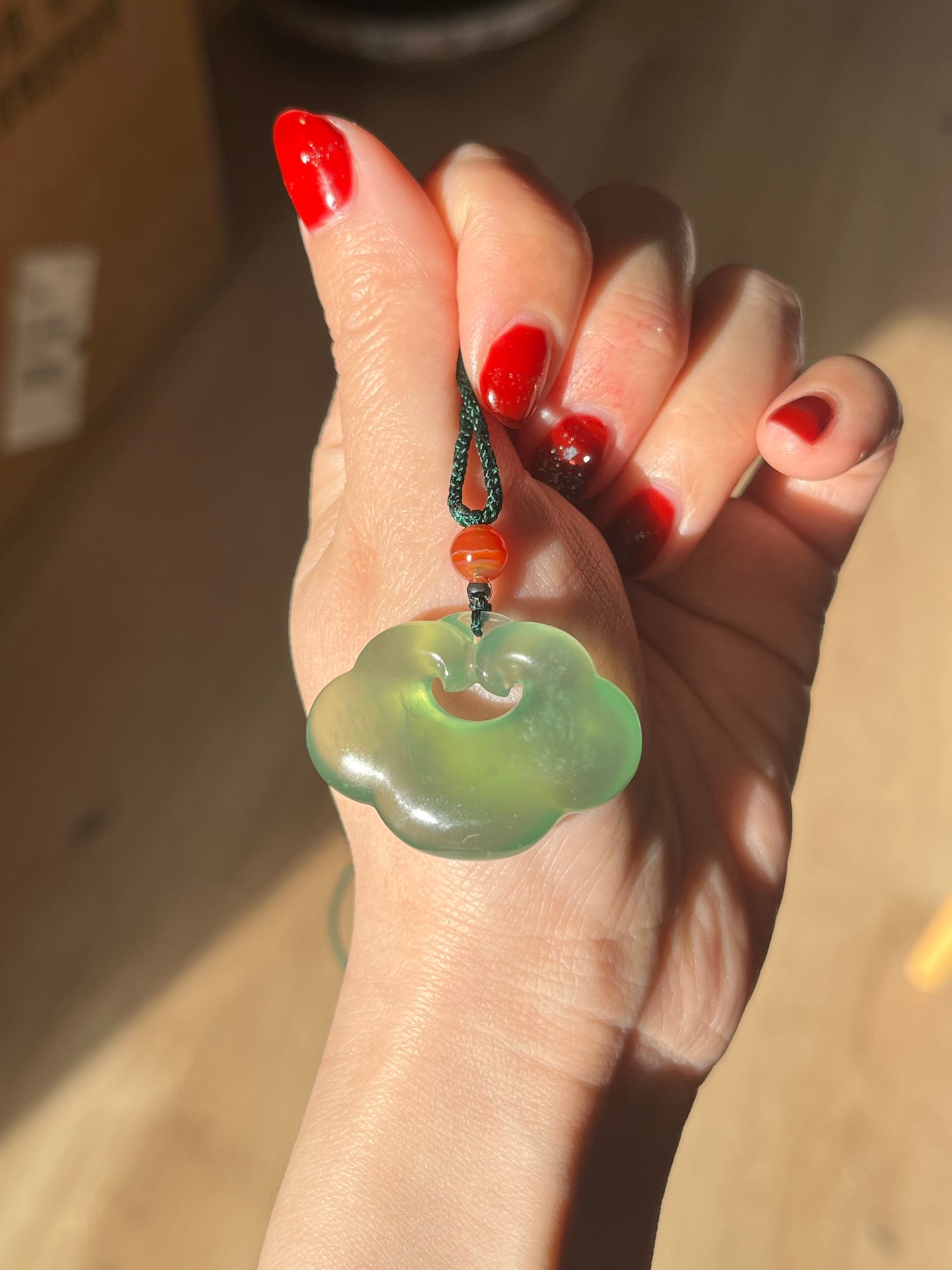 Green Xiu Jade Auspicious Clould Ruyi Pendant | 岫玉如意