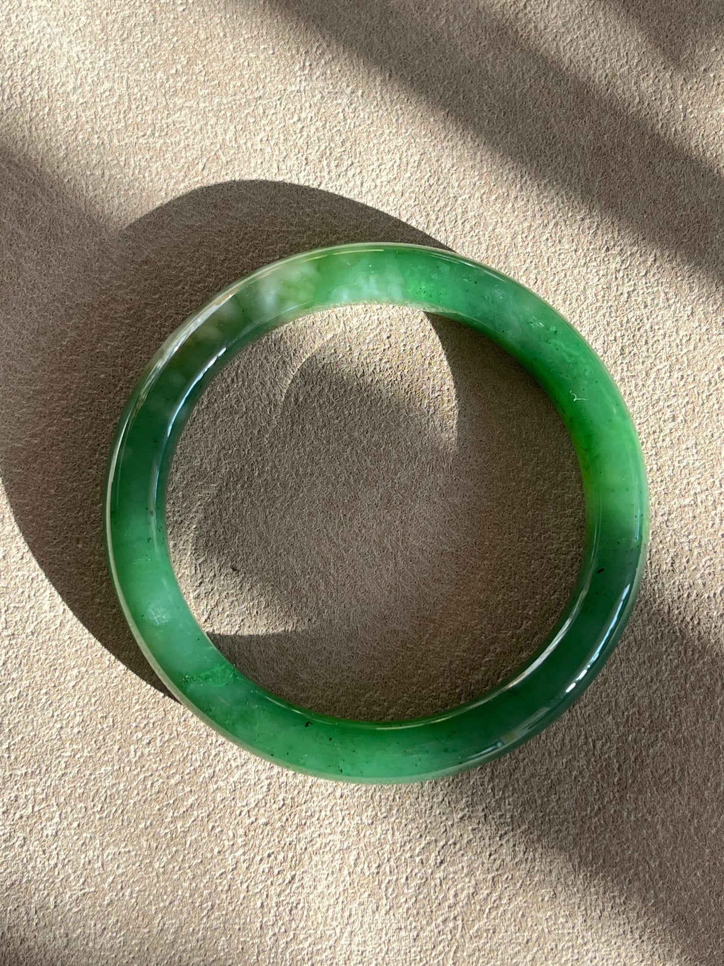 Green Hetian Jade Bangle 60mm | 碧玉手镯