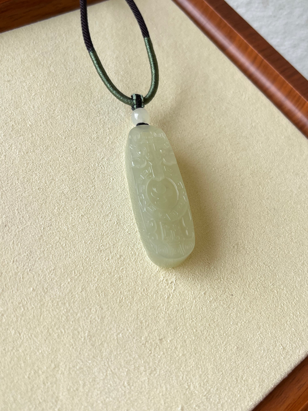 Qingshui Hetian Jade Pendant with Beast Face Pattern